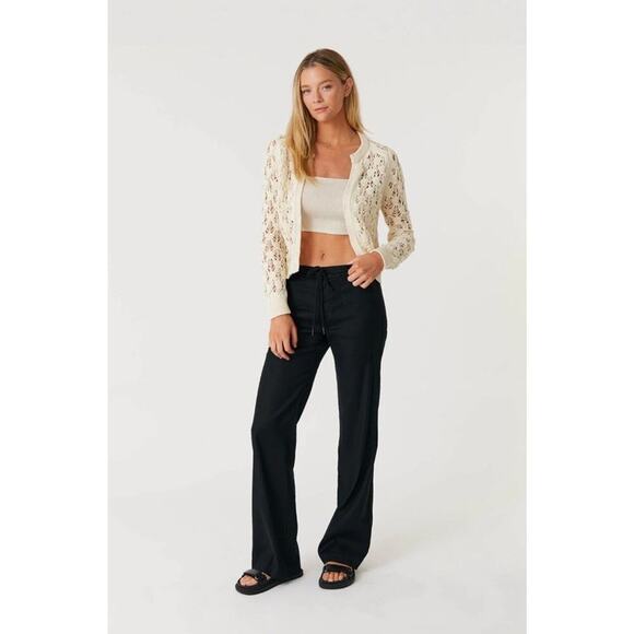 anthropologie Level 99 Elliot Lounge Pants Linen Tencel Wide Leg Minimalist 27 - Picture 1 of 15
